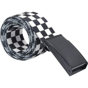 Hapivida Checkered Belt, Black White Grid Check Belt Canvas Belt, Can Be Fixed Untie Easily Adjustable Cuttable Plaid Belt Fits Men and Women
