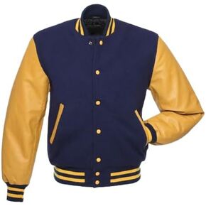 JACKETREE Men’s Varsity Jackets Baseball Letterman Wool Body Genuine Leather Sleeves Bomber American Style Varsity Jacket