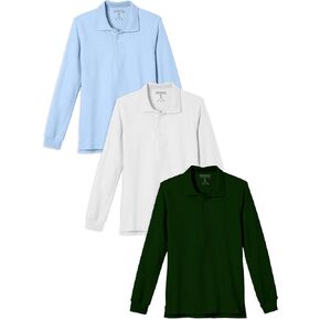 Andrew Scott Kids| Boys' Girls Long Sleeve Pique Polo Shirts | School Uniform Polo Shirts | Multi Packs