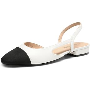 DREAM PAIRS Women's Slingback Flats, Square Toe Flats for Women Dressy Casual Work Office Party, Low Heel Dress Shoes for Women