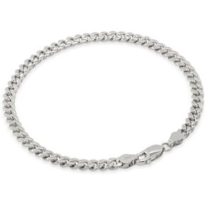 Nuragold 10k White Gold 4.5mm Miami Cuban Link Chain Bracelet, Mens Womens Lobster Clasp 7" 7.5" 8" 8.5" 9"