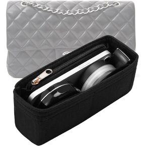 Purse Organizer Insert for Chanel Classic Flap Medium Bag Organizer Insert Handbag (Black, Medium)