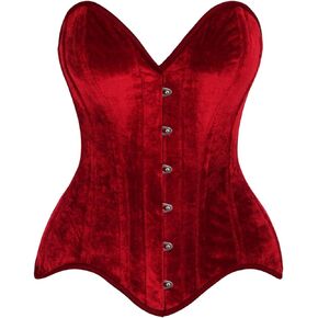 Daisy corsets Womens Top Drawer Dark Red Velvet Steel Boned Overbust CorsetCorset