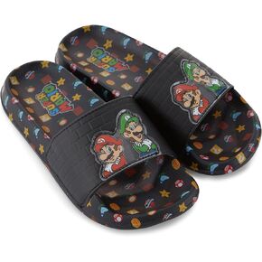 Nintendo Boys Mario Slide Sandals - Super Mario Shoes - Mario, Luigi, Kirby and Donkey Kong Slide Sandals Shoes