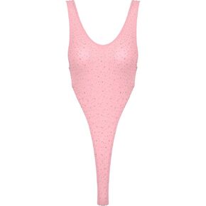 بدلة بيكيني نسائية من Alvivi قطعة واحدة ذات قصة عالية وقطعة واحدة لامعة من حجر الراين بظهر منخفض in Kuwait