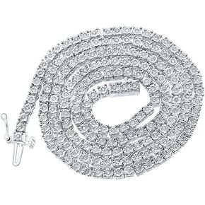 Dazzlingrock Collection Sterling Silver Mens Round White Diamond 22-inch Link Chain Necklace 1-3/8 Cttw