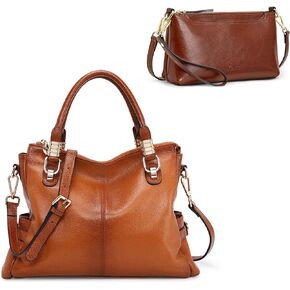 Kattee Genuine Leather Tote Bags Bundle with Small Crossbody Bags for Women