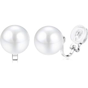 CASSIECA 14K مطلية بالذهب كليب على أقراط اللؤلؤ للنساء الفتيات طويلة تتدلى أقراط اللؤلؤ غير مثقوب اللؤلؤ الأذن كليب مجوهرات لهدايا الزفاف الزفاف