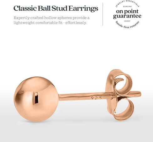 KEZEF Sterling Silver Ball Stud Earrings for Women - Hypoallergenic Lightweight Stud Earrings for Women | 2mm-16mm Ball Earrings in 14K Gold, Rose Gold or 925 Sterling Silver in Saudi Arabia