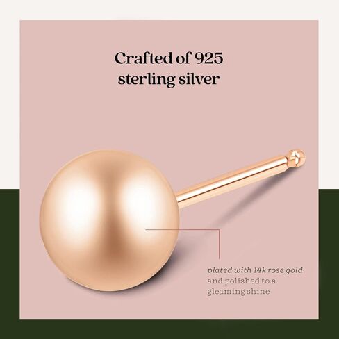 KEZEF Sterling Silver Ball Stud Earrings for Women - Hypoallergenic Lightweight Stud Earrings for Women | 2mm-16mm Ball Earrings in 14K Gold, Rose Gold or 925 Sterling Silver in Saudi Arabia