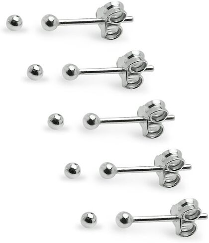 Sterling Silver 2mm & 3mm Small Round Bead Ball Stud Earrings for Cartilage Nose Lips 5 or 10 Pairs Choose Your Set in Kuwait