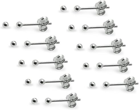 Sterling Silver 2mm & 3mm Small Round Bead Ball Stud Earrings for Cartilage Nose Lips 5 or 10 Pairs Choose Your Set in Saudi Arabia