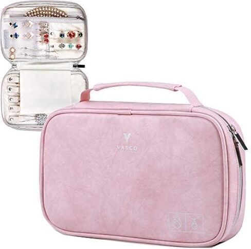 VASCO Travel Jewelry Organizer Roll - Portable Travel Jewelry Case - Compact Jewelry Bag - Jewelry Roll for Necklaces, Earrings, Rings and More - Easy to Carry Jewelry Box for Women in Saudi Arabia