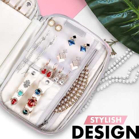 VASCO Travel Jewelry Organizer Roll - Portable Travel Jewelry Case - Compact Jewelry Bag - Jewelry Roll for Necklaces, Earrings, Rings and More - Easy to Carry Jewelry Box for Women in Saudi Arabia