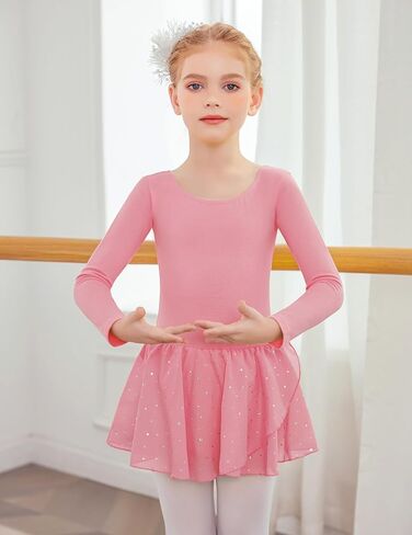 زاكلوتري فستان رقص للبنات باكمام طويلة مع تنورة لامعة للباليه in Kuwait