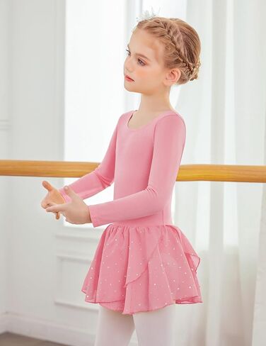 زاكلوتري فستان رقص للبنات باكمام طويلة مع تنورة لامعة للباليه in Kuwait