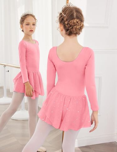 زاكلوتري فستان رقص للبنات باكمام طويلة مع تنورة لامعة للباليه in Kuwait