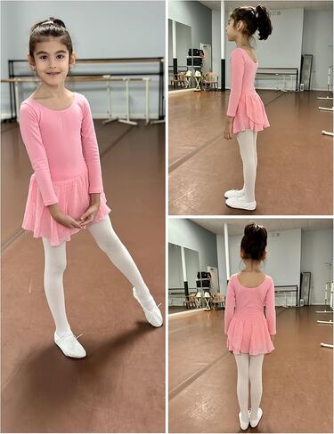 زاكلوتري فستان رقص للبنات باكمام طويلة مع تنورة لامعة للباليه in Kuwait