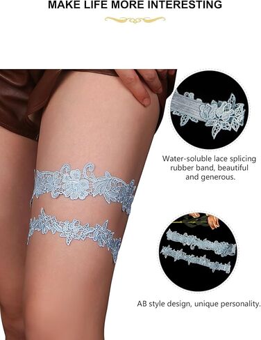 ohmydear White Wedding Garter for Bride Floral Lace Bridal Garter 2 Pieces Stretch Garter Sets for Wedding Party in Kuwait