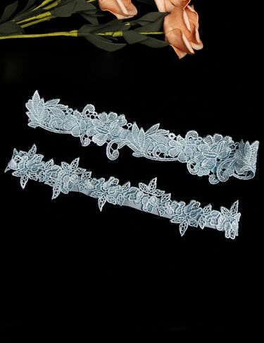 ohmydear White Wedding Garter for Bride Floral Lace Bridal Garter 2 Pieces Stretch Garter Sets for Wedding Party in Kuwait