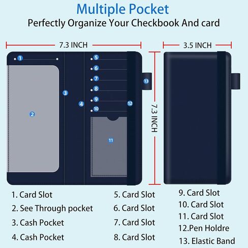 bvya Checkbook Cover for Men & Women with RFID Blocking, Premium Printed Leather Checkbook Holder Slim Wallets with Pen Holder & Built-in Clear Plastic Divider for Duplicate Checks in Saudi Arabia