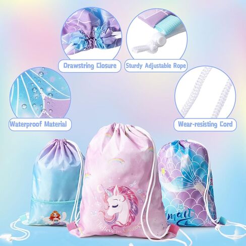 WSBArt Drawstring Backpack for Girls 6pcs Rainbow Waterproof Draw String Bags Large Dance Sackpack for Gym Swimming Sports Beach Travel Birthday Gift in Saudi Arabia