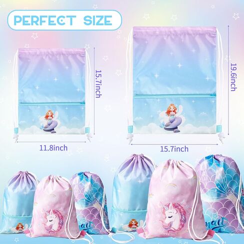WSBArt Drawstring Backpack for Girls 6pcs Rainbow Waterproof Draw String Bags Large Dance Sackpack for Gym Swimming Sports Beach Travel Birthday Gift in Saudi Arabia