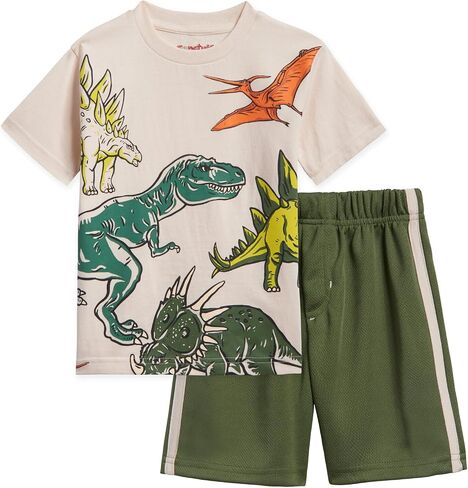 Construction Dinosaur Video Game Space Astronaut Monster Truck T-Shirt & Mesh Shorts Outfit Toddler to Little Kid in Kuwait