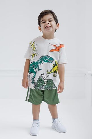 Construction Dinosaur Video Game Space Astronaut Monster Truck T-Shirt & Mesh Shorts Outfit Toddler to Little Kid in Kuwait