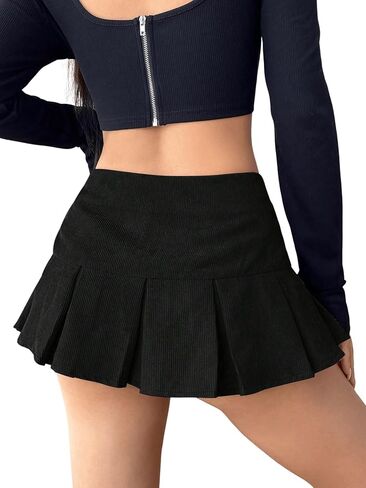 Floerns Women's Casual Pleated Hem Mini Skirt School Uniform Short Skirts in Saudi Arabia