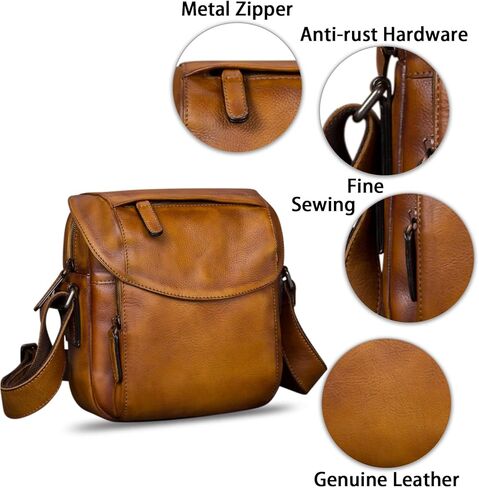 حقيبة ساعي البريد من الجلد الطبيعي من IVTG للرجال حقيبة كتف كروسبودي حقيبة كاجوال بحزام نهاري للعمل ومحفظة يومية للعمل in Kuwait