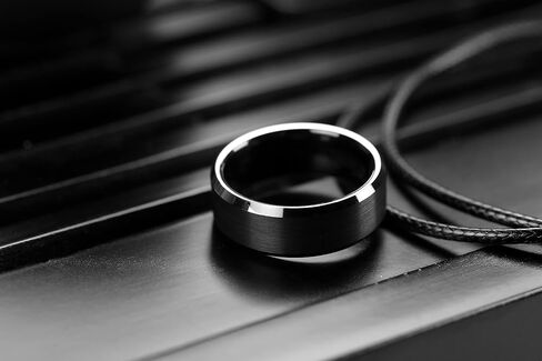 LerchPhi Custom Engraved Tungsten Engagement & Wedding Ring for Men - 6MM 8MM Matte Black, Bevelled Edge Promise Band in Saudi Arabia