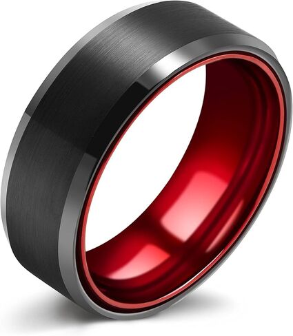LerchPhi Custom Engraved Tungsten Engagement & Wedding Ring for Men - 6MM 8MM Matte Black, Bevelled Edge Promise Band in Saudi Arabia