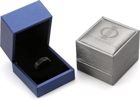 LerchPhi Custom Engraved Tungsten Engagement & Wedding Ring for Men - 6MM 8MM Matte Black, Bevelled Edge Promise Band in Saudi Arabia