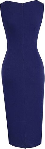 HOMEYEE Women's 50s 60s Sleeveless Pleated Ruched Cocktail Midi Pencil Dress B669 in Saudi Arabia