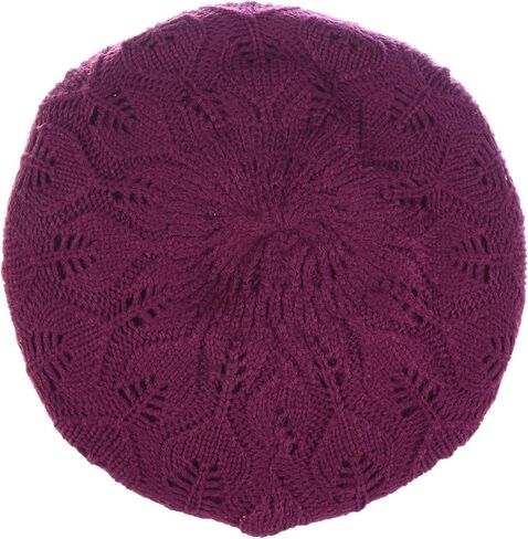 BYOS Women Mid-Weight Slouchy Leafy Cutout Crochet Soft Knit French Beret Hat in Saudi Arabia