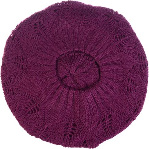 BYOS Women Mid-Weight Slouchy Leafy Cutout Crochet Soft Knit French Beret Hat in Saudi Arabia