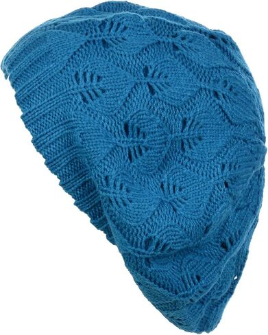 BYOS Women Mid-Weight Slouchy Leafy Cutout Crochet Soft Knit French Beret Hat in Saudi Arabia