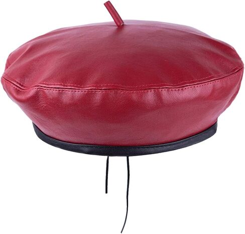 moonsix PU Leather Beret Hat for Women, Beanie Hat Army Military Color Winter hat Adjustable in Saudi Arabia