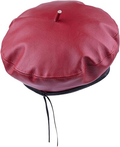 moonsix PU Leather Beret Hat for Women, Beanie Hat Army Military Color Winter hat Adjustable in Saudi Arabia