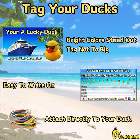 Cruise Rubber Ducks for Hiding with Tags 61 pc Bundle with Convenient Beach Bag for Carrying All Major Cruise Lines, Includes 20 Rubber Ducks, 20 Duck Tags, 20 Rubber Bands and 1 Drawstring Backpack in Saudi Arabia