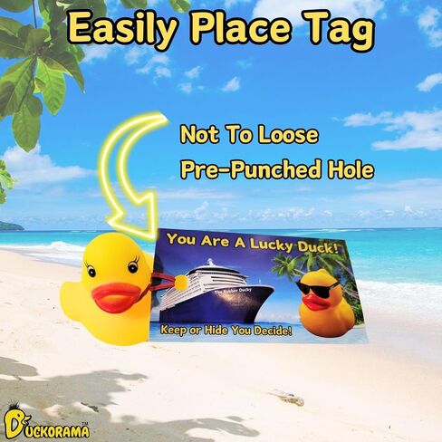 Cruise Rubber Ducks for Hiding with Tags 61 pc Bundle with Convenient Beach Bag for Carrying All Major Cruise Lines, Includes 20 Rubber Ducks, 20 Duck Tags, 20 Rubber Bands and 1 Drawstring Backpack in Saudi Arabia
