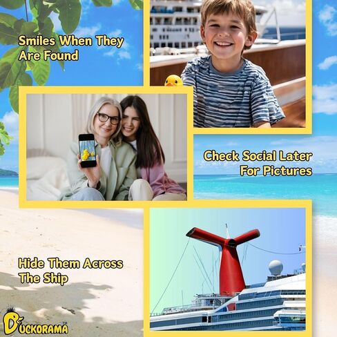 Cruise Rubber Ducks for Hiding with Tags 61 pc Bundle with Convenient Beach Bag for Carrying All Major Cruise Lines, Includes 20 Rubber Ducks, 20 Duck Tags, 20 Rubber Bands and 1 Drawstring Backpack in Saudi Arabia