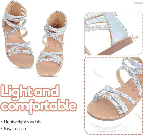 Vonair Girls Gladiator Sandals Cute Strappy Sandals with Zipper Summer Shoes for Little/Big Kids in Saudi Arabia