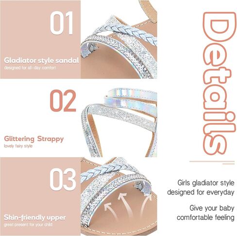 Vonair Girls Gladiator Sandals Cute Strappy Sandals with Zipper Summer Shoes for Little/Big Kids in Saudi Arabia