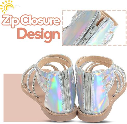Vonair Girls Gladiator Sandals Cute Strappy Sandals with Zipper Summer Shoes for Little/Big Kids in Saudi Arabia