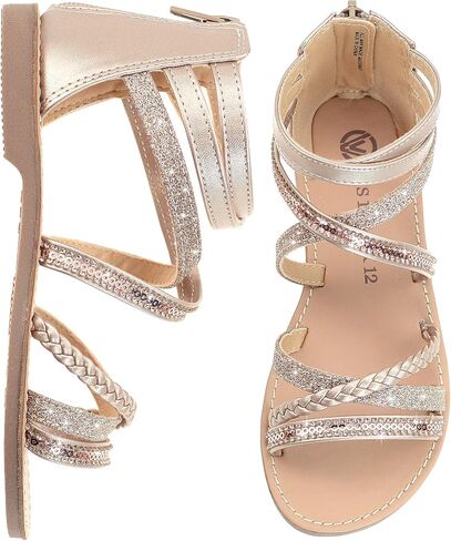 Vonair Girls Gladiator Sandals Cute Strappy Sandals with Zipper Summer Shoes for Little/Big Kids in Saudi Arabia