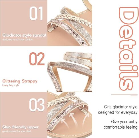 Vonair Girls Gladiator Sandals Cute Strappy Sandals with Zipper Summer Shoes for Little/Big Kids in Saudi Arabia