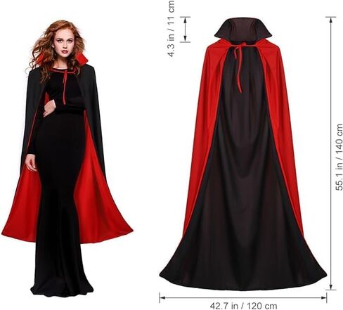 IMIKEYA Halloween Vampire Cape with Mask: 55inch Vampire Cloak Cape Vampire Costume Adult Vampires Cape Dual-layer Cloak in Saudi Arabia