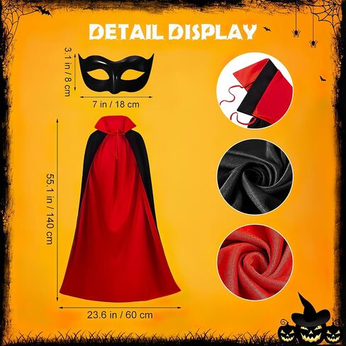 IMIKEYA Halloween Vampire Cape with Mask: 55inch Vampire Cloak Cape Vampire Costume Adult Vampires Cape Dual-layer Cloak in Saudi Arabia